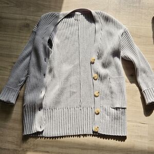 Calia Gray Ribbed Cardigan